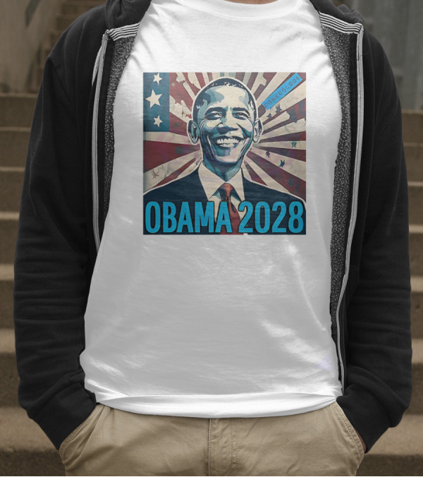 Obama 2028 American Flag Donkoolook T-Shirt