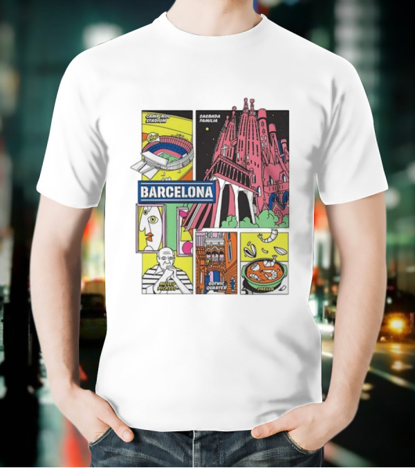 Barcelona Sagrada Familia Camp Nou Museu Picasso Gothic Quarter Paella T-Shirt