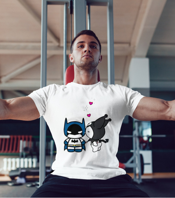 Batman Kuromi Kiss Cartoon With Hearts T-Shirt