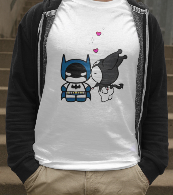 Batman Kuromi Kiss Cartoon With Hearts T-Shirt