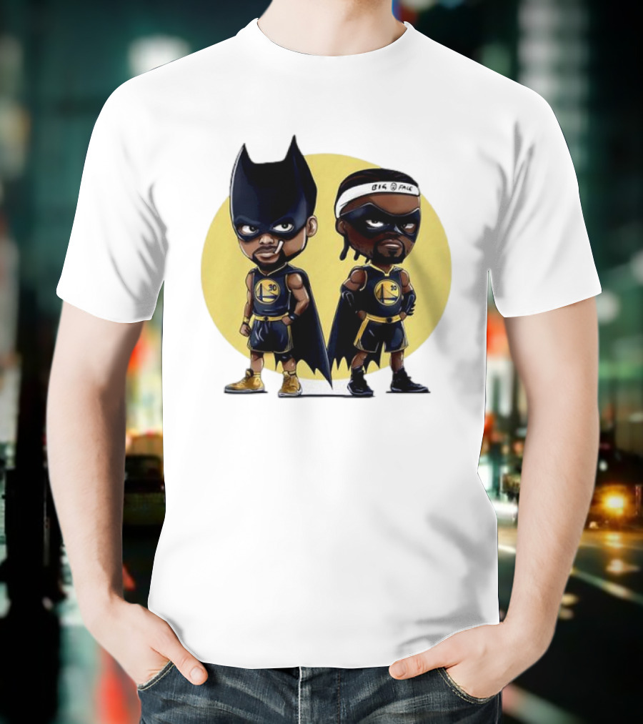 Batman And Robin Chibi Warriors 30 And Headband Duo Big Face T-Shirt