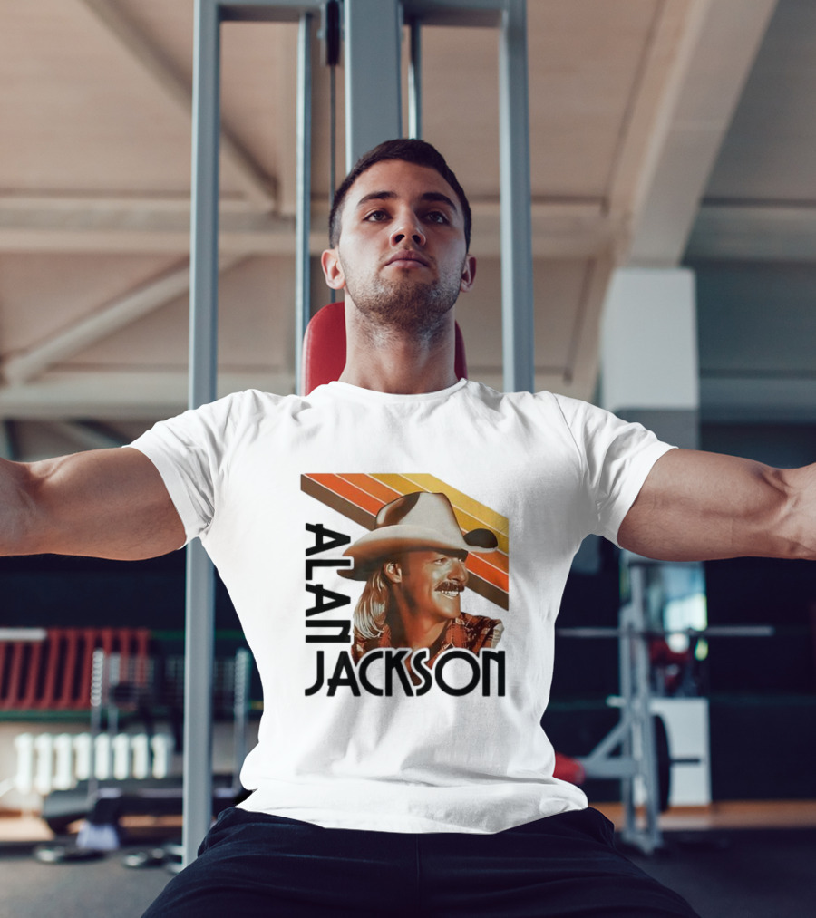 Alan Jackson Cowboy Hat Vintage Style Retro Stripes T-Shirt