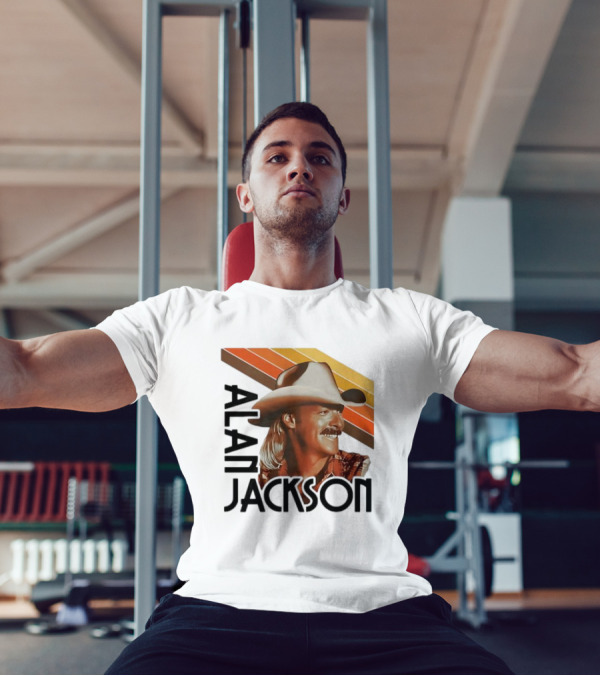 Alan Jackson Cowboy Hat Vintage Style Retro Stripes T-Shirt