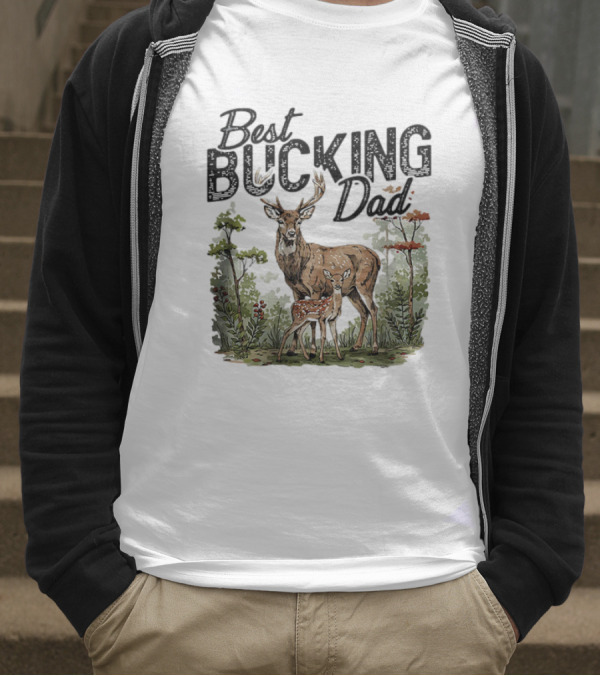 Best Bucking Dad Deer Forest Scene T-Shirt