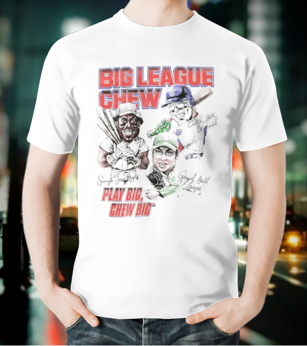 Big League Chew Play Big Chew Big Baseball Caricature T-Shirt