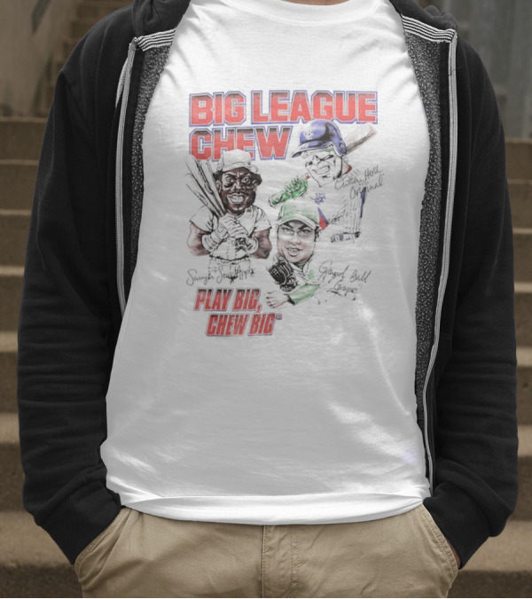 Big League Chew Play Big Chew Big Baseball Caricature T-Shirt