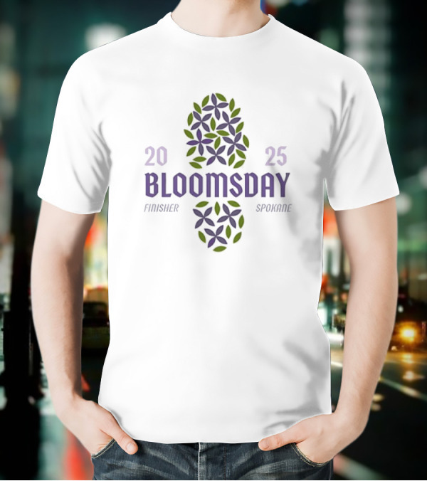 Bloomsday Finisher Spokane 2025 Footprint Leaves Floral Theme T-Shirt