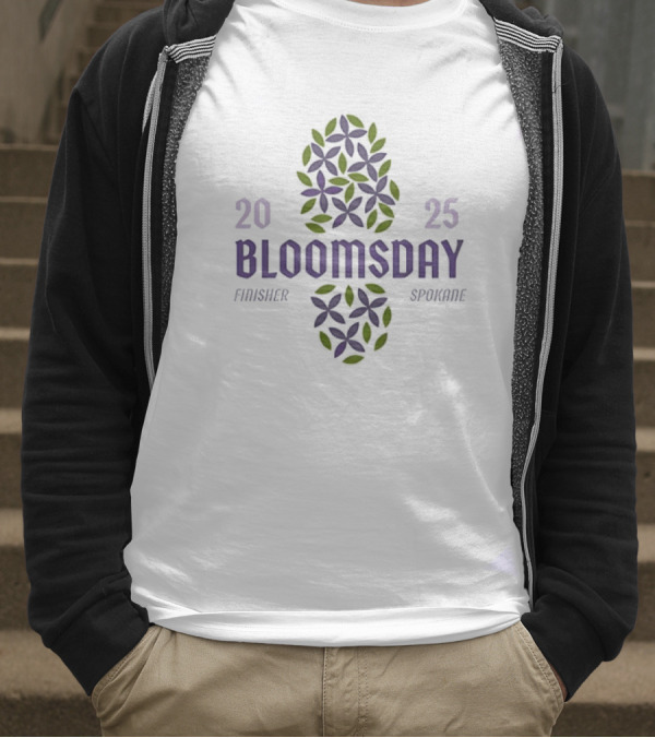 Bloomsday Finisher Spokane 2025 Footprint Leaves Floral Theme T-Shirt