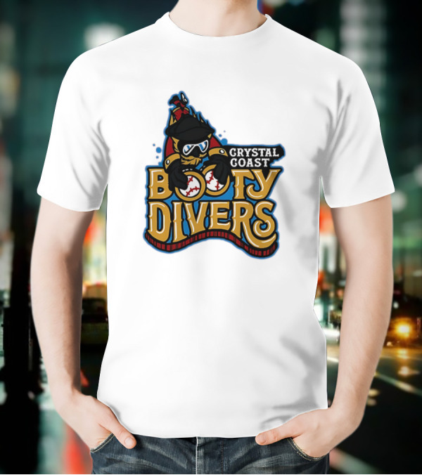 Crystal Coast Booty Divers Pirate Spyglass Emblem T-Shirt