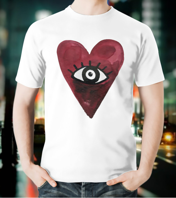 Burgundy Hearts Club Eye Retro T-Shirt