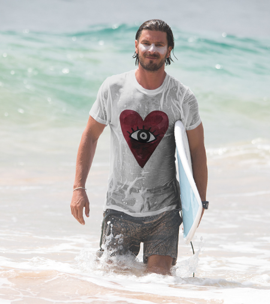 Burgundy Hearts Club Eye Retro T-Shirt