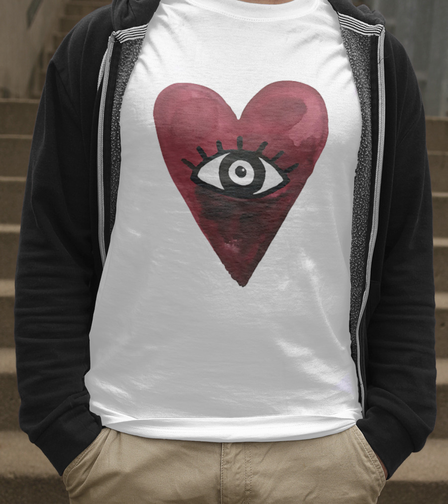 Burgundy Hearts Club Eye Retro T-Shirt