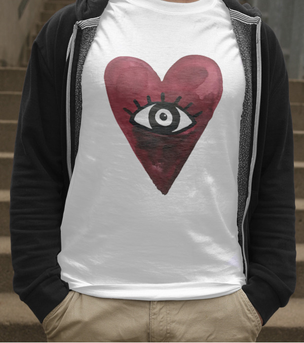 Burgundy Hearts Club Eye Retro T-Shirt