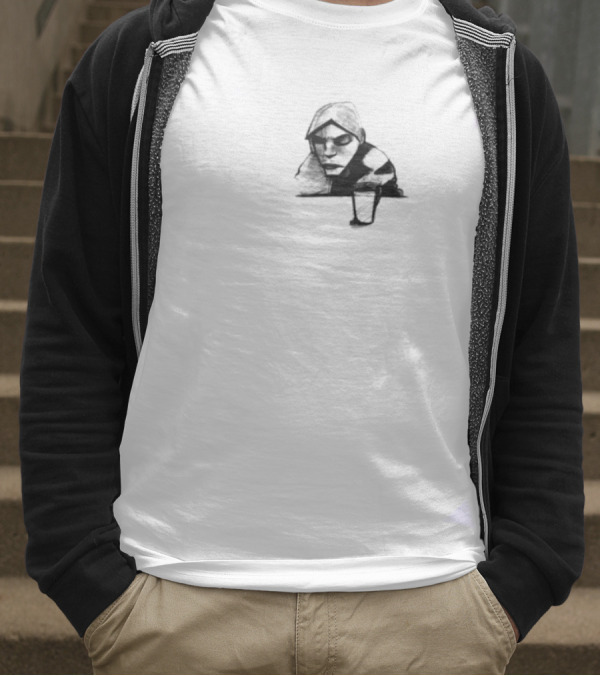 Burial Untrue Album Cover Motif With Cross And Abstract Faces T-Shirt