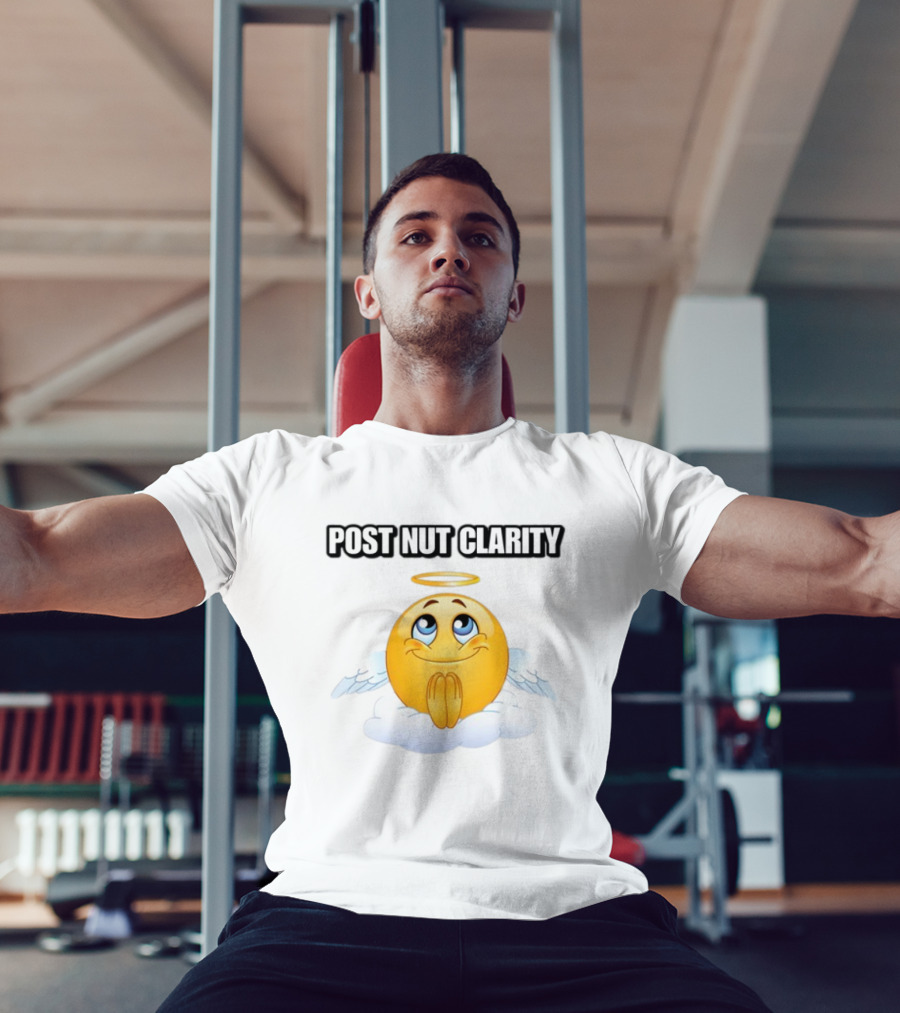 Cringeytees Post Nut Clarity Angel Emoji On Cloud T-Shirt