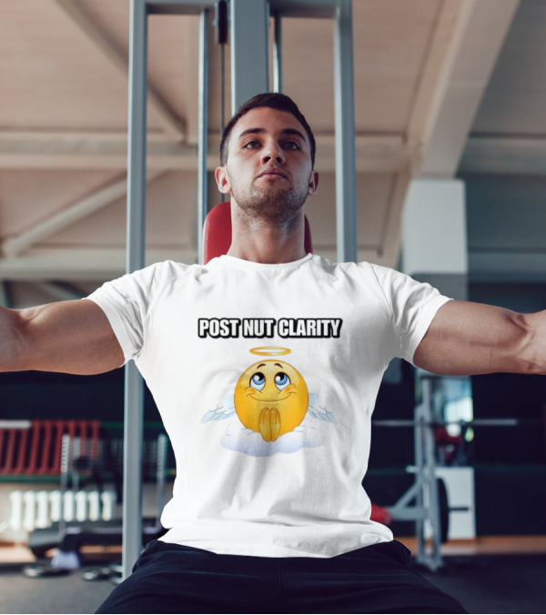Cringeytees Post Nut Clarity Angel Emoji On Cloud T-Shirt