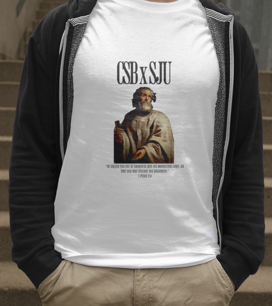 CSB SJU He Called You Out Of Darkness Into His Marvelous Light Saint Peter Painting T-Shirt