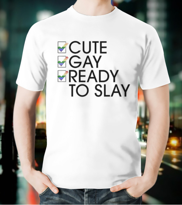 Cute Gay Ready To Slay Rainbow Checkmarks T-Shirt