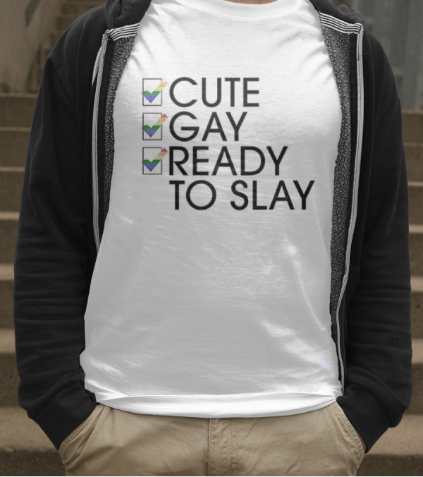 Cute Gay Ready To Slay Rainbow Checkmarks T-Shirt