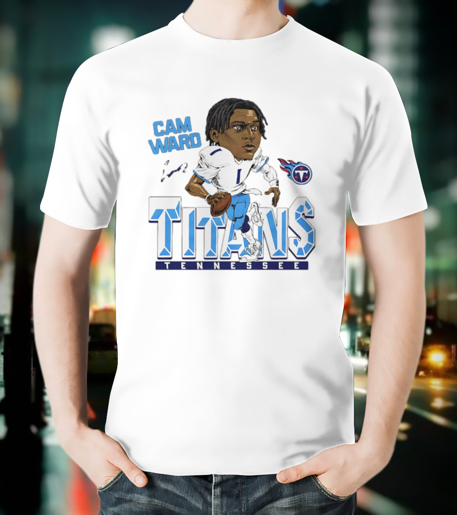Cam Ward Tennessee Titans NFL Football Cartoon Character T-Shirt