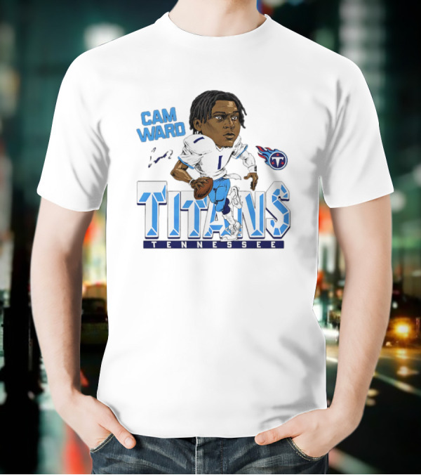 Cam Ward Tennessee Titans NFL Football Cartoon Character T-Shirt