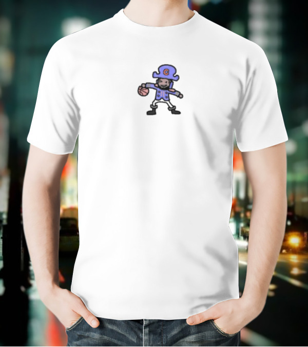 Captain Clutch Blue Pirate Basketball Character T-Shirt