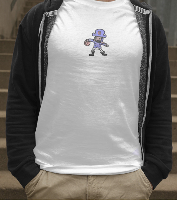 Captain Clutch Blue Pirate Basketball Character T-Shirt