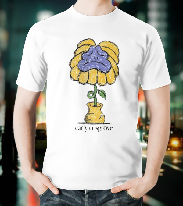 Carly Cosgrove Sad Flower Yellow Petals Blue Face Bloom T-Shirt