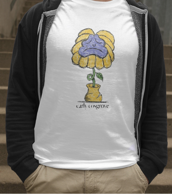 Carly Cosgrove Sad Flower Yellow Petals Blue Face Bloom T-Shirt