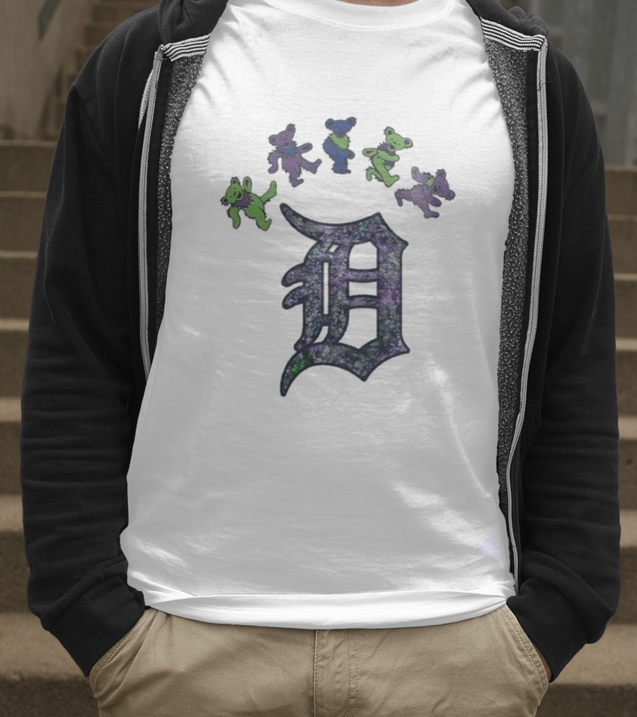 Detroit Tigers Grateful Dead Night 2025 Bears And D Logo T-Shirt