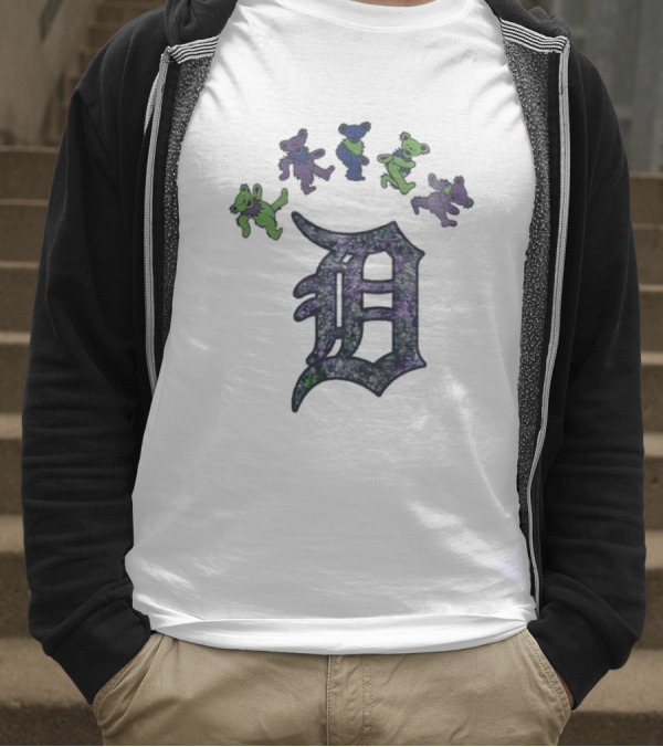 Detroit Tigers Grateful Dead Night 2025 Bears And D Logo T-Shirt