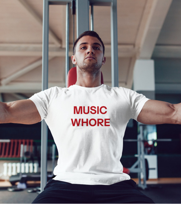 Divadelight Music Whore Bold Red Text Design T-Shirt