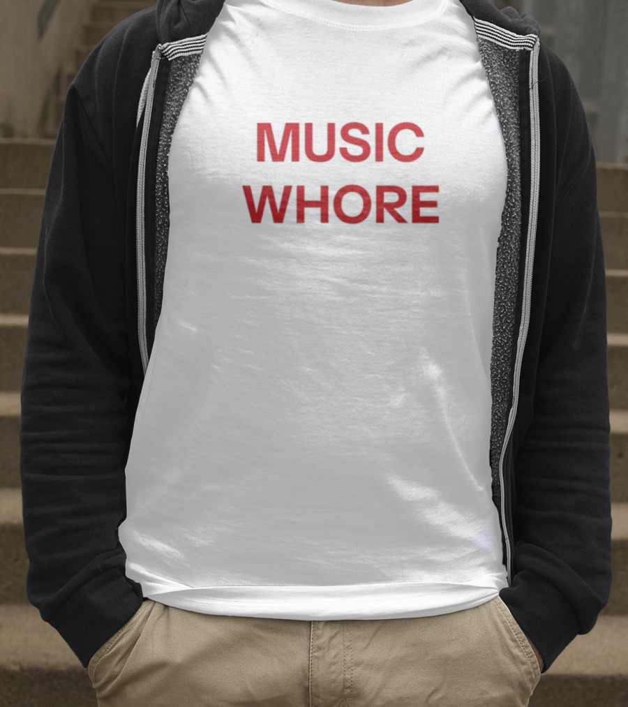 Divadelight Music Whore Bold Red Text Design T-Shirt