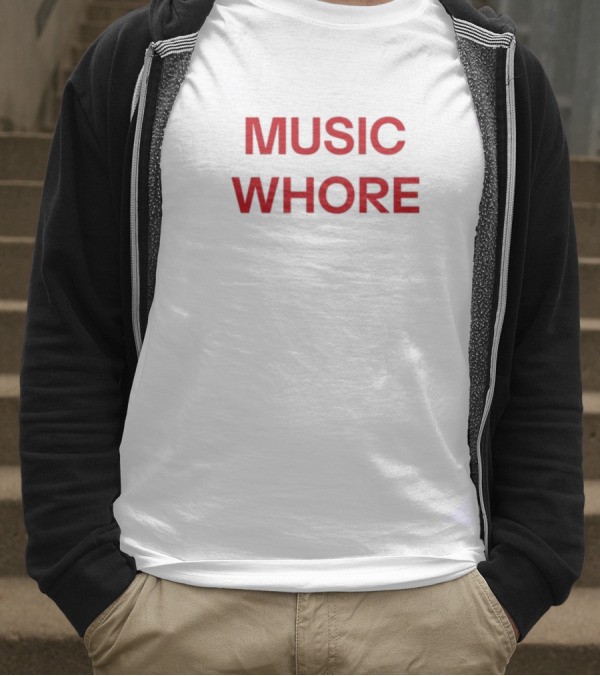 Divadelight Music Whore Bold Red Text Design T-Shirt