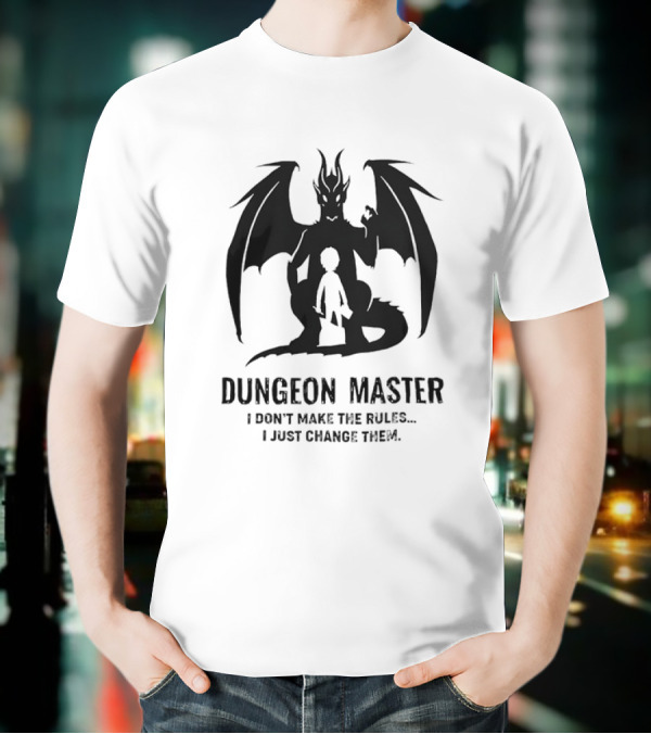 Dungeon Master I Don’t Make The Rules I Just Change Them Dragon Silhouette T-Shirt