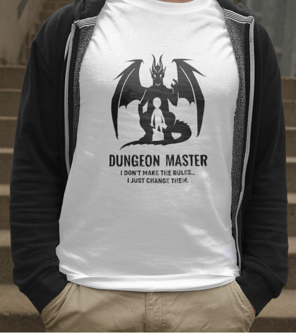 Dungeon Master I Don’t Make The Rules I Just Change Them Dragon Silhouette T-Shirt