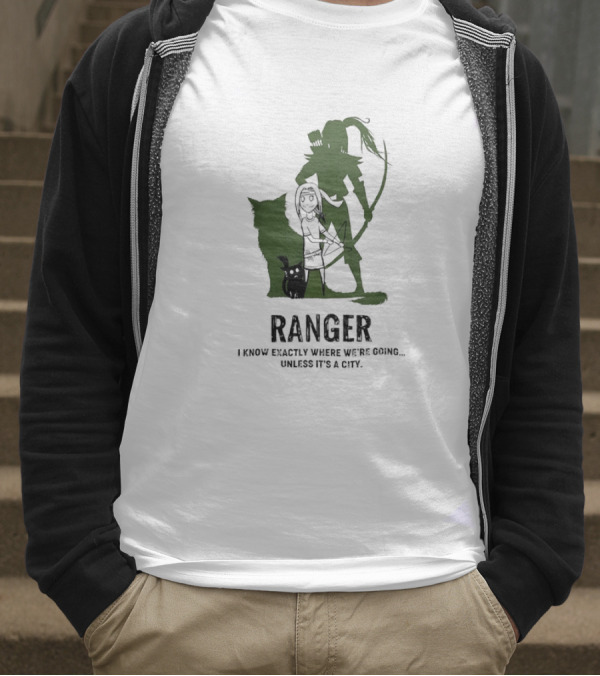Dungeons And Dragons Ranger With Bow And Wolf Companion I Know Exactly Where We’re Going Unless It’s A City T-Shirt