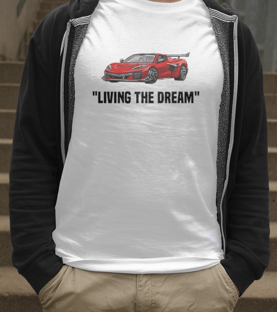 Corvette Living The Dream Red Convertible Car T-Shirt