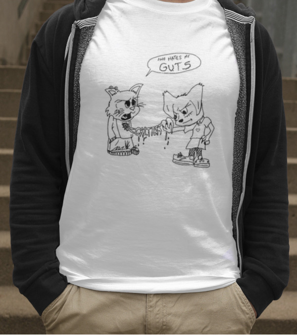 Cr1ttern3t She Hates My Guts Grumpy Cats Comic Style T-Shirt
