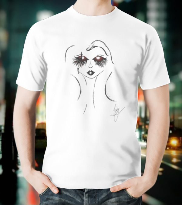 Emily Lazar The Pixie Girls September Red Graphic Face Design T-Shirt