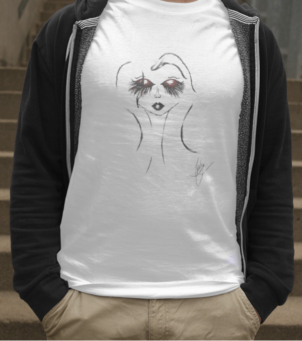 Emily Lazar The Pixie Girls September Red Graphic Face Design T-Shirt