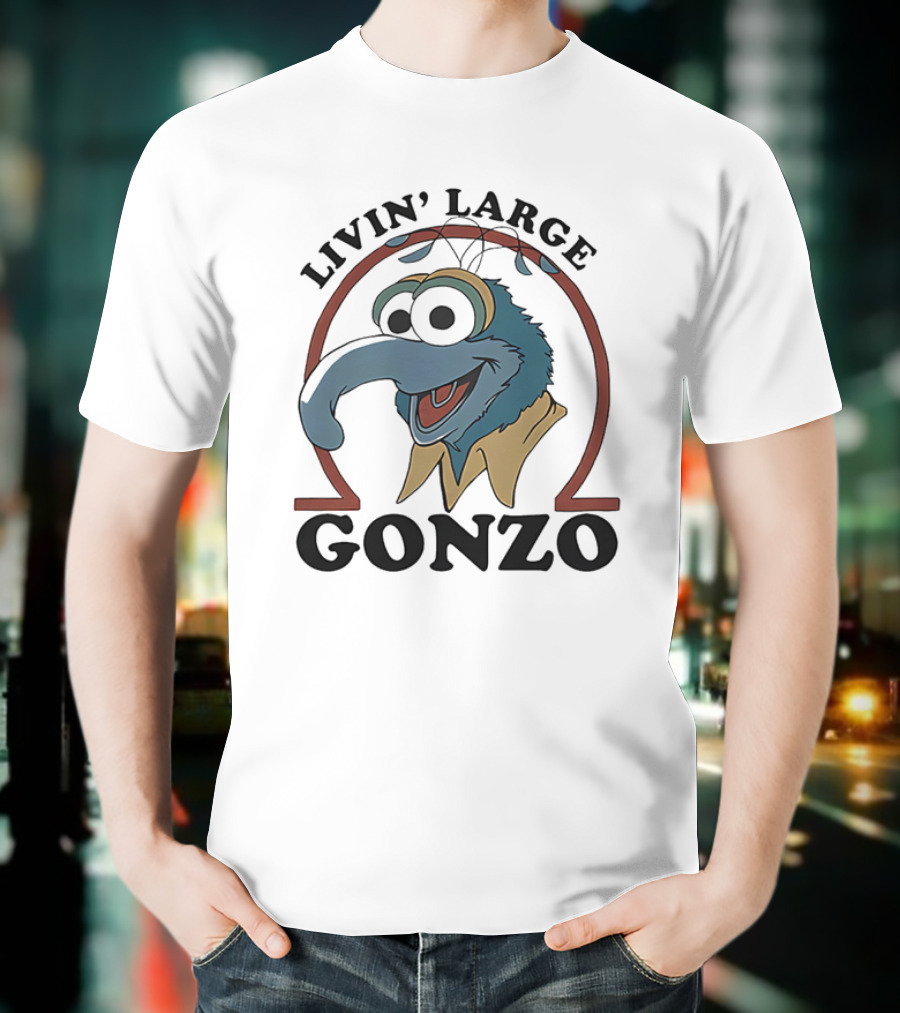 Gonzo Livin’ Large With Cartoon Character Illustration T-Shirt