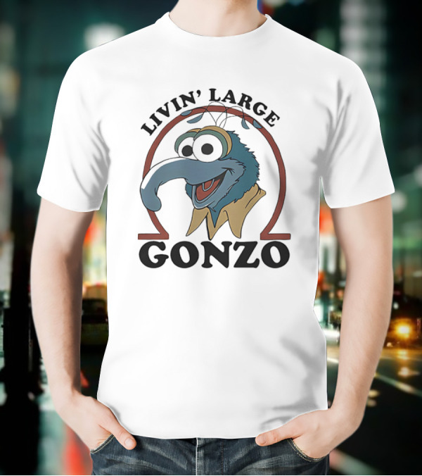 Gonzo Livin’ Large With Cartoon Character Illustration T-Shirt