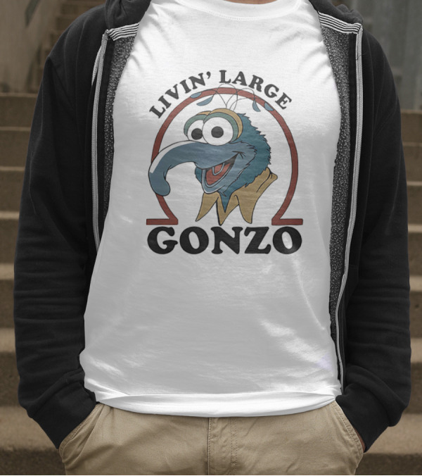 Gonzo Livin’ Large With Cartoon Character Illustration T-Shirt