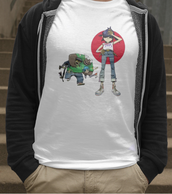 Gorillaz Invisible Sun Japanese Red Circle Band Members T-Shirt