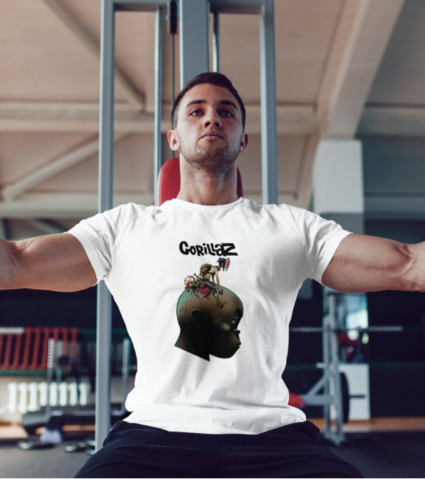 Gorillaz Plastic Beach Animated Character On Head T-Shirt