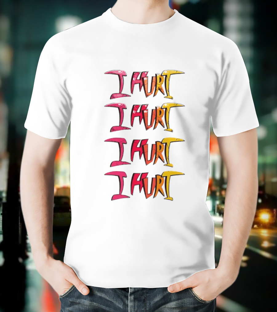 I HURT Multicolor Graffiti Text Art T-Shirt