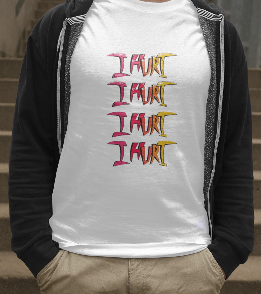 I HURT Multicolor Graffiti Text Art T-Shirt