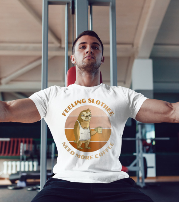 Feeling Slothee Need More Coffee Adorable Sloth Holding Coffee Cup T-Shirt