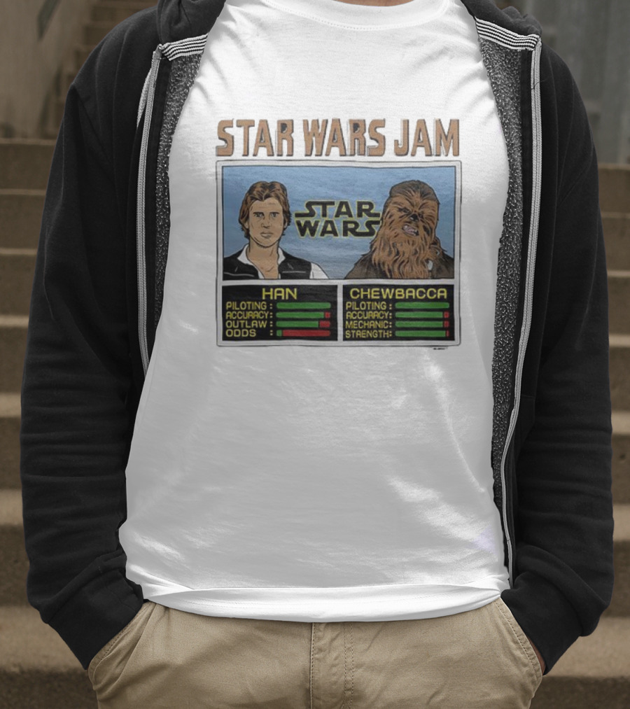 Star Wars Jam Han Chewbacca Piloting Accuracy Outlaw Strength T-Shirt